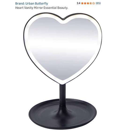 Heart-Shaped Black LED Vanity Mirror - Picture 3 of 3